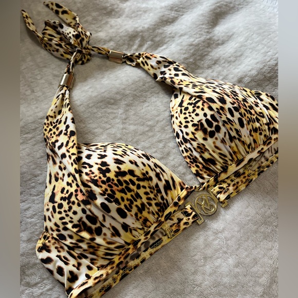 Victoria's Secret Bikini halter top leopard print triangle size small - Picture 2 of 4